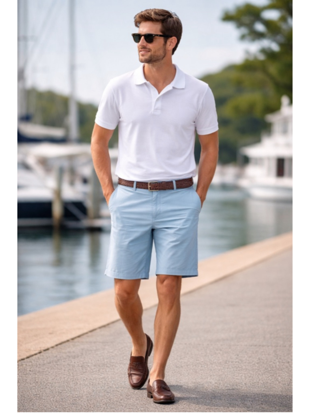 B Draddy Mens Golf Shorts 32 Light Blue Performance Country Club Preppy #EE